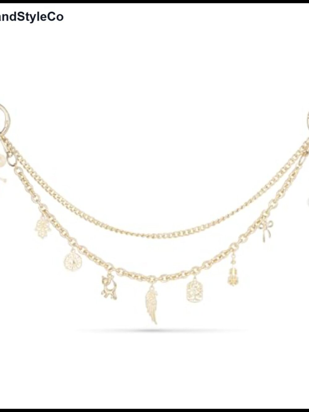4-in-1 Bag Charms Set Gold Chain Pearl Beads Shell Pendant Safety Pin